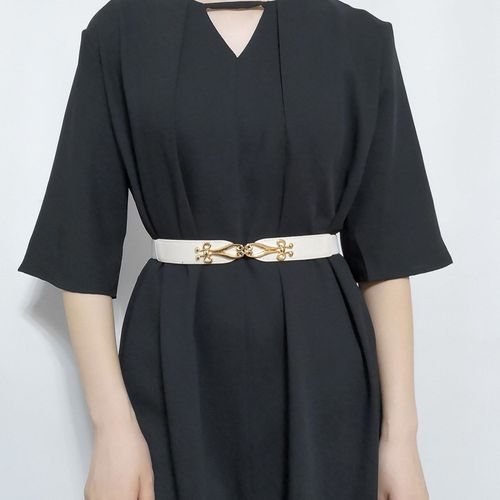 Ceinture De Taille Élastique Réglable Pour Femmes, Coupe Régulière, Couleur Contrastée, Vêtements Assortis, Faux Cuir, Ceinture Confortable Pour Femmes, Accessoire De Taille-65 Cm Beige