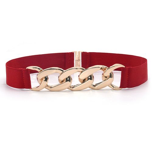 Ceinture De Taille En Métal Poli Doré, Boucle Élastique, Élégante, Large, Pour Robe, Chemise, Manteau, Accessoires Pour Vêtements-Rouge