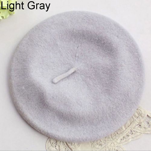 Béret Classique De Couleur Unie Pour Femme, Chapeau D'artiste De Style Français, Casquette Décontractée, Cadeau D'hiver-Gris Clair