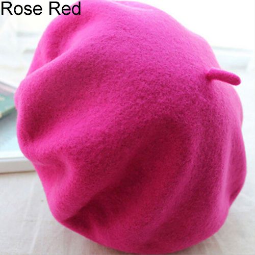 Béret Classique De Couleur Unie Pour Femme, Chapeau D'artiste De Style Français, Casquette Décontractée, Cadeau D'hiver-Rose Rouge