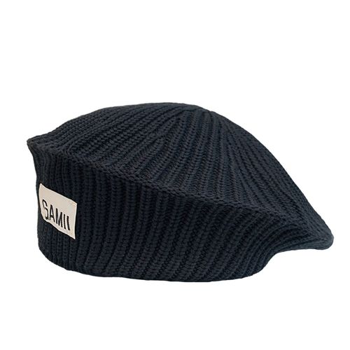 Femmes Hiver Bonnet Rayure Texture Tricot Couleur Unie Sans Bord Élastique Décoratif Coupe Régulière Couleur Unie Artiste Béret Femmes Coiffure-Noir