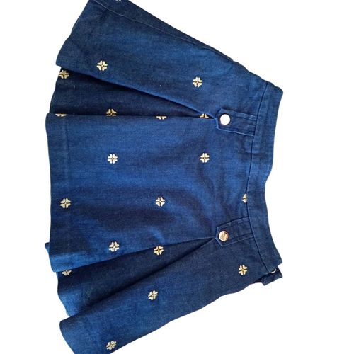 Jupe Plissée En Jean Marinebroderies Dorées Jacadi 8 Ans