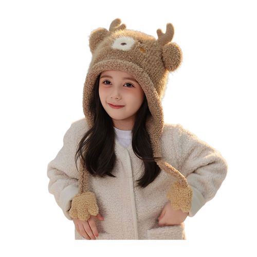 Chapeau D'hiver Pour Enfants, En Forme D'ours Et De Panda, En Peluche Épaisse, Protection Des Oreilles, Coupe-Vent, Accessoire Photo, Couvre-Chef Pour Activités De Plein Air-Café