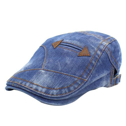 Chapeau En Jean Délavé Vintage Pour Hommes Et Femmes, Béret En Denim Pour Sports De Plein Air, Visière Solaire, Casquette Plate-Bleu