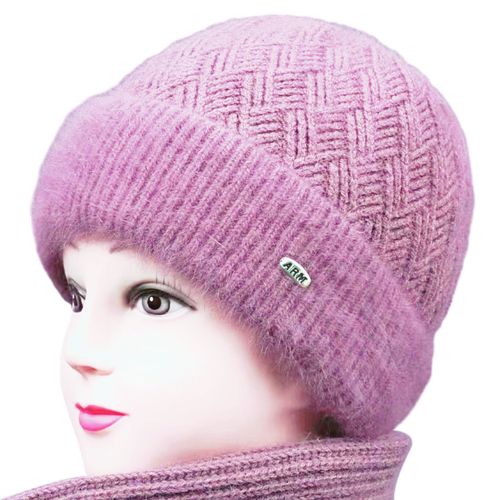 Chapeau D'hiver En Laine Pour Personnes Âgées D'âge Moyen, Doublure Polaire, Bonnet Épais Pour Maman, Chaud, Tricoté Pour Grand-Mère-Rose