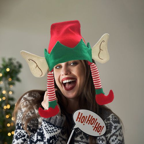Chapeau De Noël, Casquette D'elfe Du Jour Irlandais, Décor De Jambe De Dessin Animé, Couleur Contrastée, Grande Oreille, Chapeau De Père Noël, Cadeau De Vacances, Couvre-Chef, Accessoire De Costume De Festival