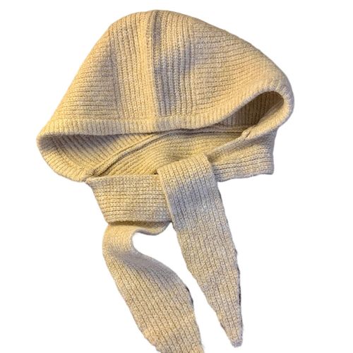 Cagoule Pour Femme Avec Écharpe Intégrée, Chapeau Tricoté D'hiver, Protection Des Oreilles Épaisse, Couleur Unie, Coupe-Vent, Isolation Thermique, Couvre-Chef Pour La Randonnée, Les Voyages, Le Shopping-Beige Clair