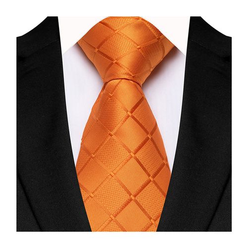 Cravate D'affaires Carré Conception Géométrique Couleur Unie Lisse Satin Cravate Formelle Cravate Décontractée Événements De Rue Accessoires De Mariage-Orange