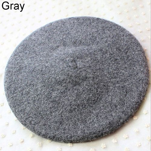 Béret Classique De Couleur Unie Pour Femme, Chapeau D'artiste De Style Français, Casquette Décontractée, Cadeau D'hiver-Gris