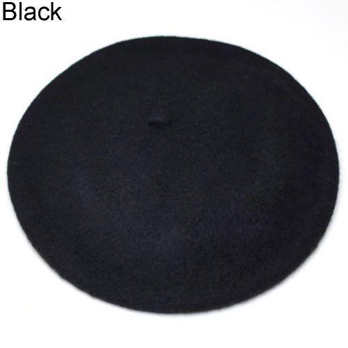Béret Classique De Couleur Unie Pour Femme, Chapeau D'artiste De Style Français, Casquette Décontractée, Cadeau D'hiver-Noir