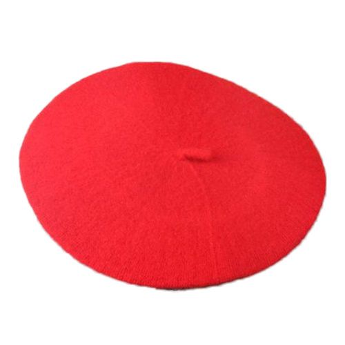 Béret Baggy En Fausse Laine Pour Femme, Bonnet Chaud D'hiver, Chapeau D'artiste, Casquette De Couleur Unie-Rouge