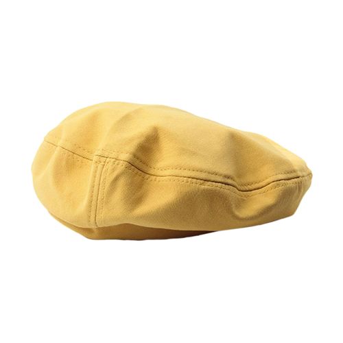 Béret De Couleur Unie Pour Femmes, Chapeau Plat Octogonal Élastique Chaud, Chapeau De Peintre D'artiste Rétro, Accessoires De Mode, Automne-Jaune