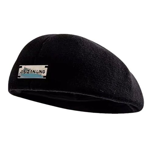 Béret Français Tricoté Élégant, Chapeau Respirant, Couleur Solique, Casquette Rétro Pour Femmes Et Filles De Peintre, Printemps Automne-Noir