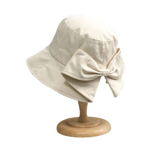 Chapeau De Pêcheur D'été Pour Femme, Décor Avec N?Ud, Style Pastoral, Couleur Pure, Dessus Plat, Bonne Respirabilité, Protection Solaire, Anti-Uv, Pliable, Casquette D'extérieur-Beige Clair M