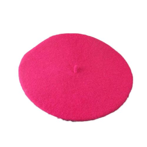 Béret Baggy En Fausse Laine Pour Femme, Bonnet Chaud D'hiver, Chapeau D'artiste, Casquette De Couleur Unie-Rose Rouge
