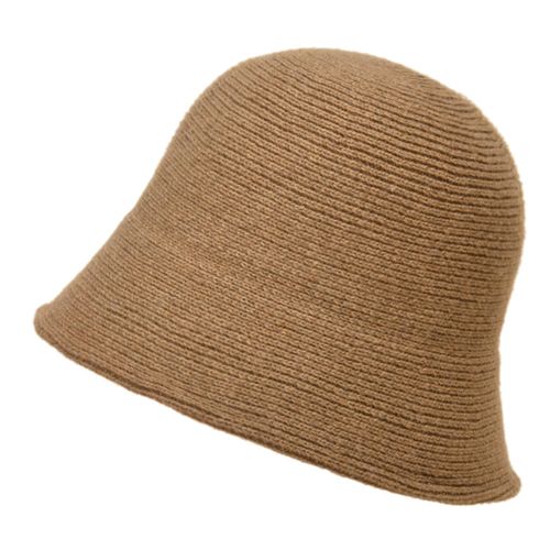Chapeau Seau En Laine De Couleur Unie Pour Femmes, Casquette De Pêcheur Vintage Tricotée Avec Cordon De Serrage-Caramel