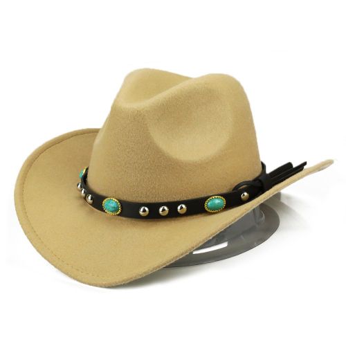 Casquette Jazz À Large Bord, Style Cowboy, Rivets Enroulés, Couleur Unie, Chapeau Fedora, Accessoire De Déguisement-Chameau