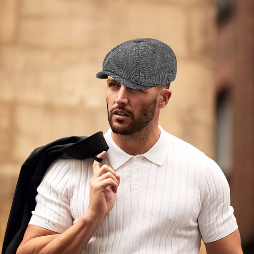 Chapeau En Langue De Canard Pour Hommes, Béret De Couleur Unie, Coupe-Vent, Court Plissé, À Chevrons, Chapeau De Peintre Britannique, Couvre-Chef De Pêche Pour Voyage En Plein Air-Gris