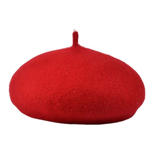 Chapeau Béret Pour Femmes, Couleur Unie, Taille Réglable, Imitation Laine, Style Rétro, Casquette, Accessoire De Mode-Rouge