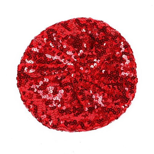 Béret À Paillettes Pour Femmes, Effet De Scène Scintillant, Sans Bord, Dessus Plat, Couleur Unie, Fêtes, Spectacles, Couvre-Chef, Casquette Pour Dames-Rouge
