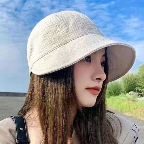 Chapeau De Baseball Pour Femmes, Protection Du Visage À Large Bord, Cordon Réglable, Bloc Anti-Uv, Lumière Du Soleil, Pliable, Couleur Unie, Casquette De Soleil De Voyage De Jardinage-Beige
