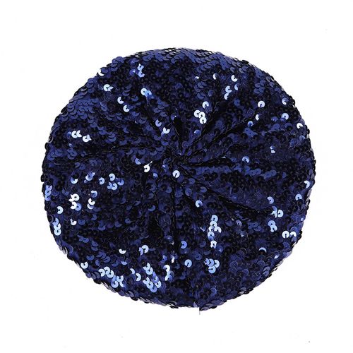 Béret À Paillettes Pour Femmes, Effet De Scène Scintillant, Sans Bord, Dessus Plat, Couleur Unie, Fêtes, Spectacles, Couvre-Chef, Casquette Pour Dames-Bleu