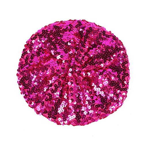 Béret À Paillettes Pour Femmes, Effet De Scène Scintillant, Sans Bord, Dessus Plat, Couleur Unie, Fêtes, Spectacles, Couvre-Chef, Casquette Pour Dames-Rose Rouge