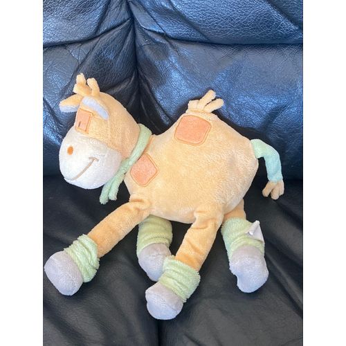 DOUDOU CHAMEAU DROMADAIRE JAUNE VERT KIMBALOO 23CM
