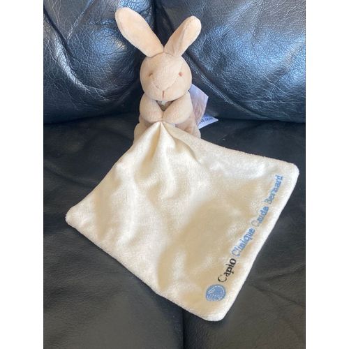 Doudou peluche doudou et compagnie lapin  avec mouchoir clinique claude bernard capio 