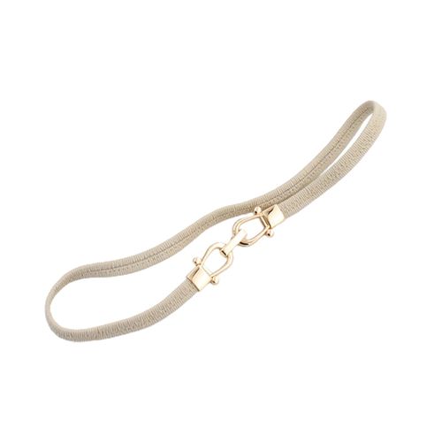 Ceinture De Taille Ajustée En Faux Cuir, Résistante À L'usure, Élastique, Fine Boucle En Métal, Pour Femmes, Ornement De Vêtements-Beige