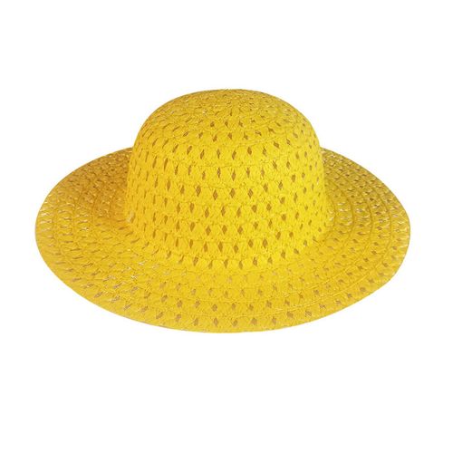 Bonnet De Pâques Chapeau De Paille Pour Enfants Diy Chapeau De Paille Tissé De Pâques Fête De Printemps Accessoire De Plage D'été Pour Fournitures De Déguisement De Fête De Pâques-Jaune