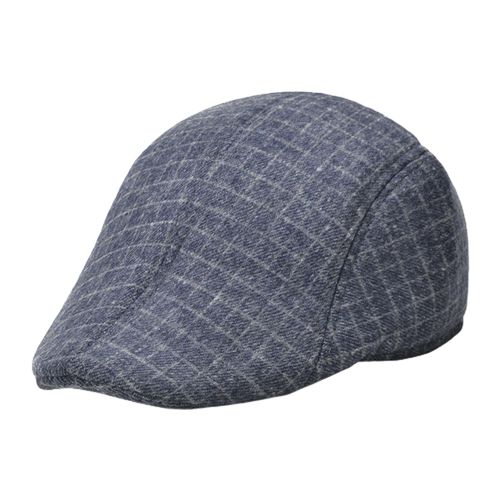 Béret À Carreaux Pour Hommes, Dôme À Visière, Bord Court, Absorption De La Sueur, Vintage, Coupe-Vent, Protection Solaire, Chapeau De Peintre, Streetwear-Bleu Marine