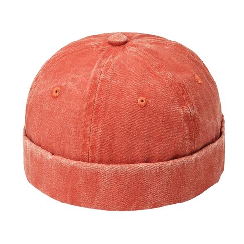 Chapeau Docker Couleur Unie Réglable Respirant Sans Bords Léger Décoratif Rétro Quatre Saisons Chapeau De Marin Chapeau Quotidien-Orange