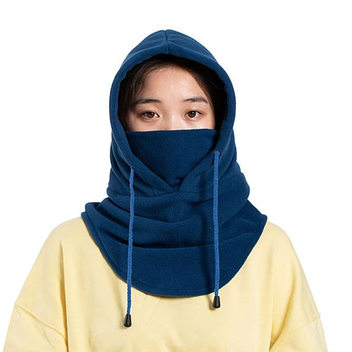 Cagoule Unisexe Coupe-Vent Avec Cordon De Serrage, Couvre-Chef Chaud Pour L'extérieur, Automne Et Hiver-Bleu