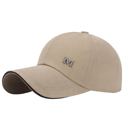 Chapeau À Visière Bord Étendu Réglable Couleur Unie Unisexe Trou De Queue De Cheval Crème Solaire Confortable Loisirs Chapeau De Baseball Hommes Accessoire De Tête-Beige