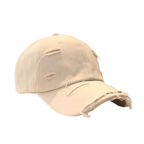 Casquette De Baseball Unisexe À Bord Étendu, Protection Solaire, Seau Réglable, Trou Déchiré En Détresse, Chapeau Unisexe, Accessoires De Mode-Beige