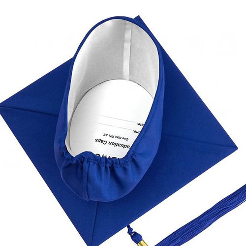 Casquette De Remise De Diplôme Avec Pompon, Chapeau De Célibataire Élastique Unisexe, Accessoire De Robe De Remise De Diplôme, Chapeau De Cérémonie De Remise De Diplôme-Bleu