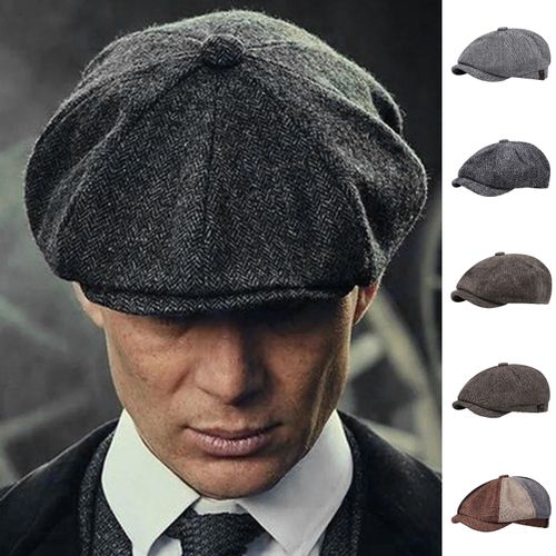 Chapeau De Gavroche Pour Hommes, Béret Rétro, Casquette Octogonale, Style Anglais, Casquette De Rue, Couvre-Chef Pour Temps Chaud Et Froid, Chapeau De Peintre Pour Randonnée, Voyage, Shopping, Printemps Automne-Noir