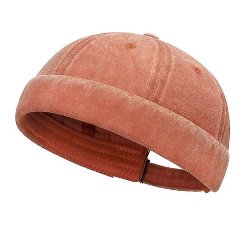 Chapeaux Sans Bords En Forme De Dôme Pour Femmes Et Hommes, Casquette De Marin, Tête De Mort, Manchette Roulée, Rétro, Denim, Docker, Pour Randonnée, Voyages-Orange