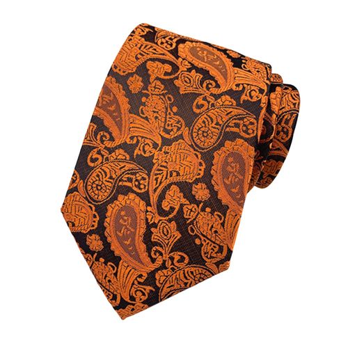 Cravate D'affaires Polyvalente En Fausse Soie Pour Hommes, Motif Jacquard, Style Réglable, Pour Banquets, Mariages, Fêtes, Costume-Orange