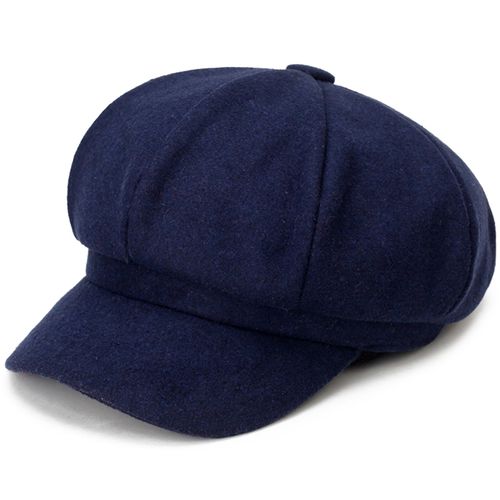 Béret En Laine À Large Bord De Style Britannique, Chapeau Octogonal De Peintre D'artiste Rétro, Accessoires De Mode-Bleu Marine