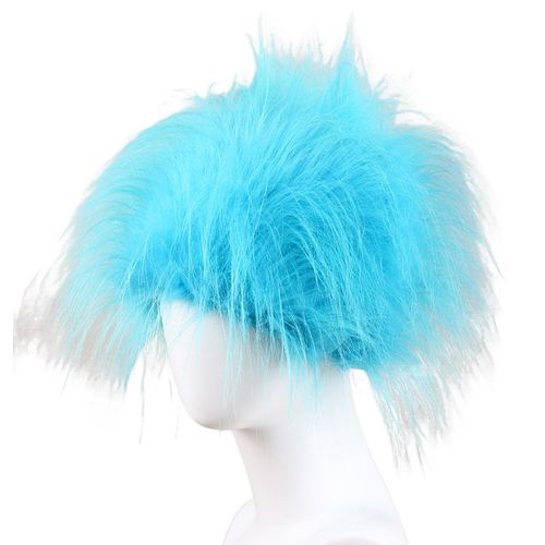1/2 Pcs Bleu Fluffy Costume Perruque Nouveauté Fou Troll Cheveux Perruque Chapeau Pour Adultes Enfants Mardi Gras Cosplay Accessoire Pour La Semaine De Lecture Fête D'halloween-Bleu Ciel 1 Pièce 