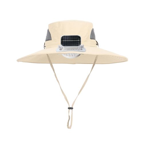 Chapeau De Soleil Extérieur À Large Bord Avec Ventilateur À Énergie Solaire, Conception En Maille Respirante, Protection Uv, Chapeau Pour Enfants Garçons-Kaki