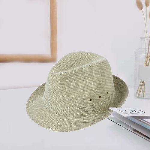 Ourlet À Large Bord, Trous Respirants, Chapeau De Jazz Pliant Pour Hommes D'âge Moyen, Chapeau De Soleil D'extérieur, Accessoires De Mode-Cyan L