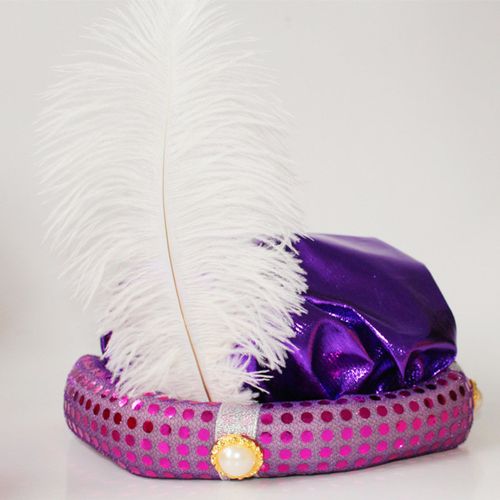 Chapeau De Pâques À Paillettes Brillantes, Décor De Plumes, Couvre-Chef En Fausses Perles, Léger, Cosplay Exquis, Mascarade, Chapeau De Fête, Accessoire De Performance-Violet