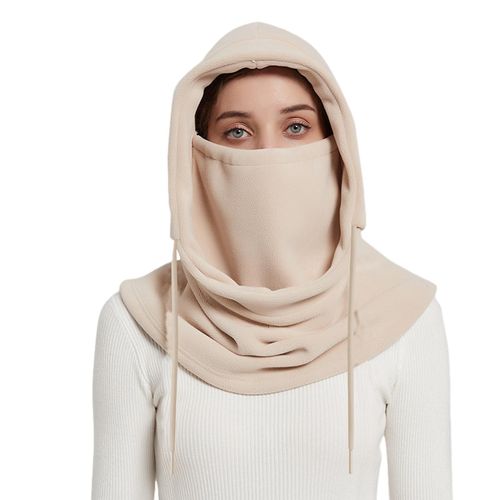 Cagoule D'hiver Pour Femme Avec Écharpe Intégrée, Polaire Épaisse Et Chaude, Coupe-Vent, Réglable, Protection Complète, Voyage En Plein Air, Temps Froid, Cyclisme, Ski-Beige