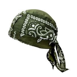 Bandana Multicolore Hip Hop Coton Noix De Cajou Impression Pirate Foulard Bonnet Chapeau Pour Streetwear-Vert Armée