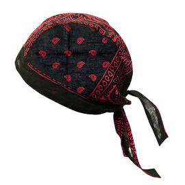 Bandana Multicolore Hip Hop Coton Noix De Cajou Impression Pirate Foulard Bonnet Chapeau Pour Streetwear-Noir Et Rouge
