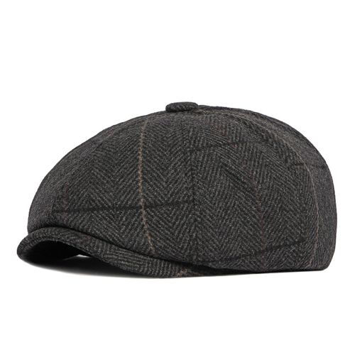 Chapeau De Peintre Style Britannique Rétro Texture Fine Bord Court Haut Rond Décorer Confortable Vintage Hommes Béret Chapeau De Gavroche Pour Les Vacances-Noir
