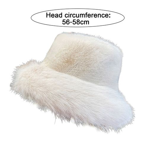 Chapeau Seau En Peluche Pelucheux Pour Femme, Épais, Coupe-Vent, Rétention De Chaleur, Couleur Unie, Dôme, Fausse Fourrure, Chapeau De Pêcheur, Casquette D'extérieur, Hiver-Beige